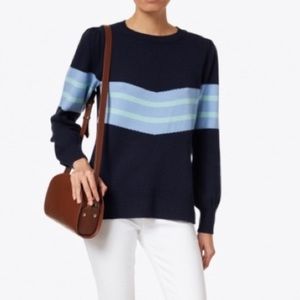 Sail to Sable STS Womens Size XS 100% Wool Navy and Blue Stripe Sweater